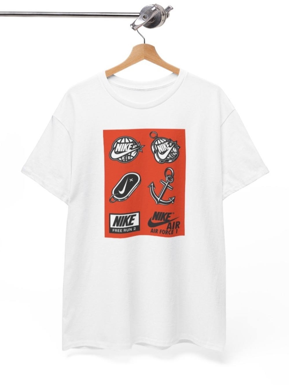 Nike White Short-Sleeve Tee with Red Graphic Panel